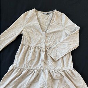 Cream Button-Down Dress
